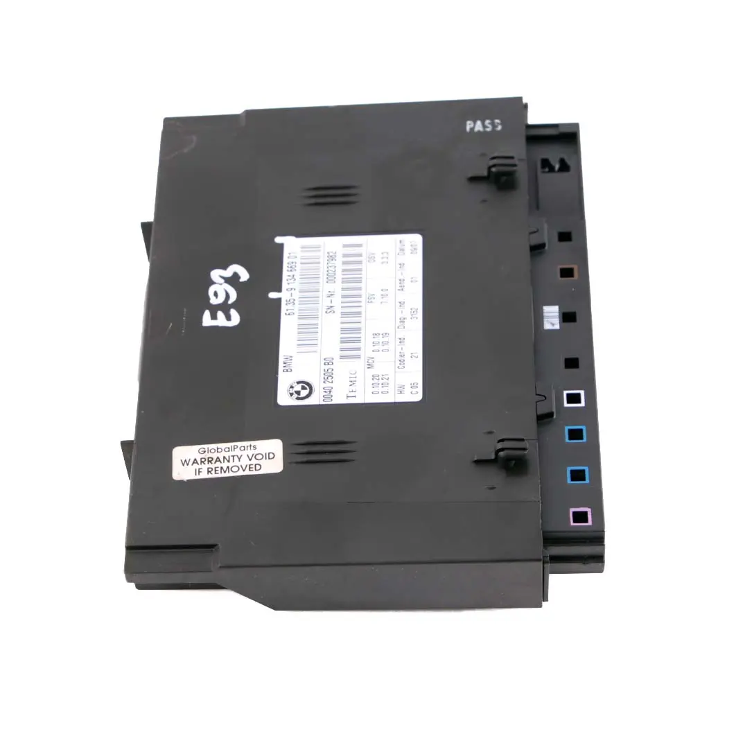 Control Unit Module ECU FSV 7.10.0 to BMW E93 Convertible Seat with Part number 9134669 BMW E93 Convertible Seat Control Unit Module ECU FSV 7.10.0 - SKU 9134669 - Part number 9134669