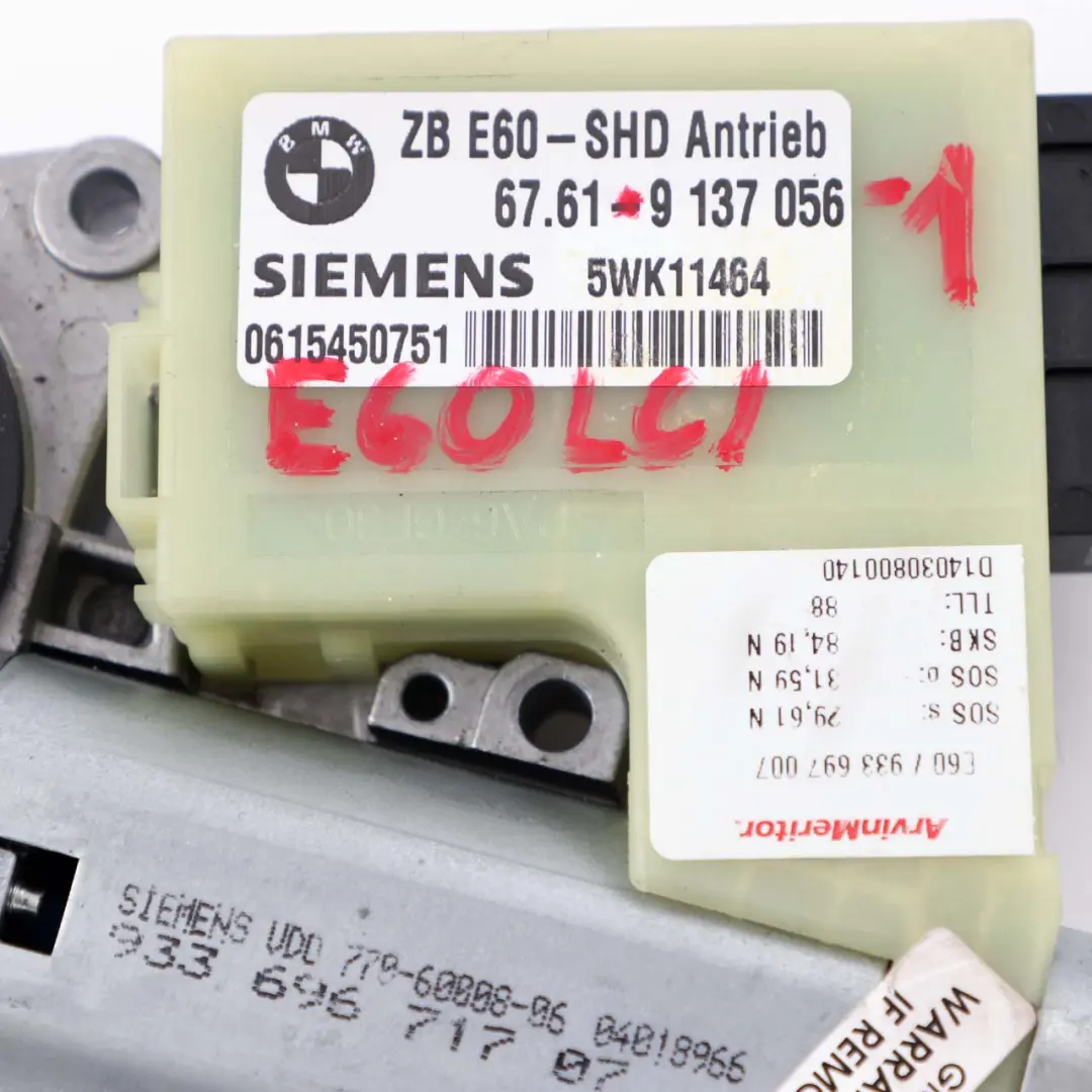 BMW E60 E65 Schiebedach Antriebseinheit Motor Stellantrieb - SKU 9137056-1 - Teilenummer 9137056