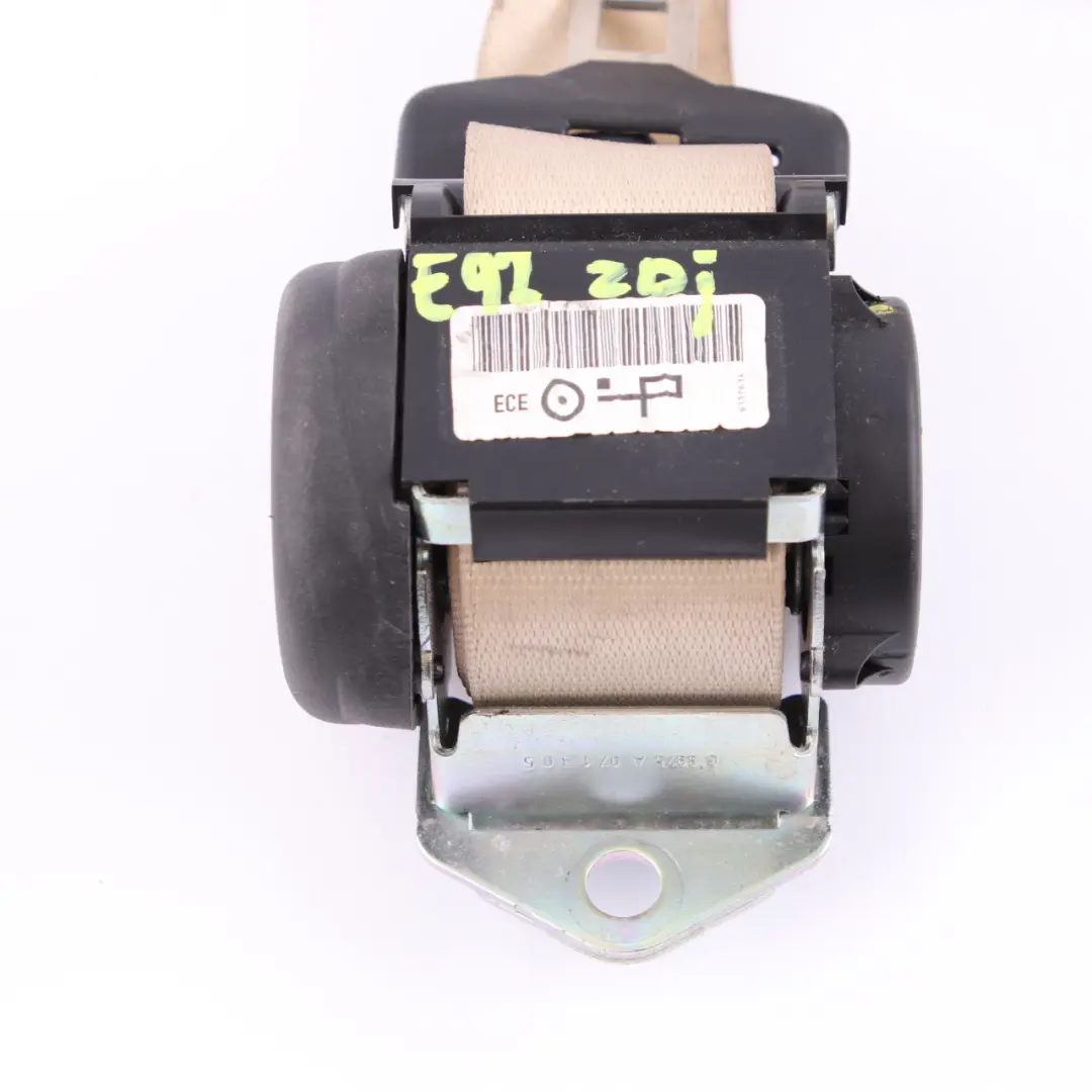 Upper Seat Belt Rear Left Right N/O/S Cream Beige to BMW 3 Series E92 LCI with Part number 9137614 BMW 3 Series E92 LCI Upper Seat Belt Rear Left Right N/O/S Cream Beige - SKU 9137614 - Part number 9137614