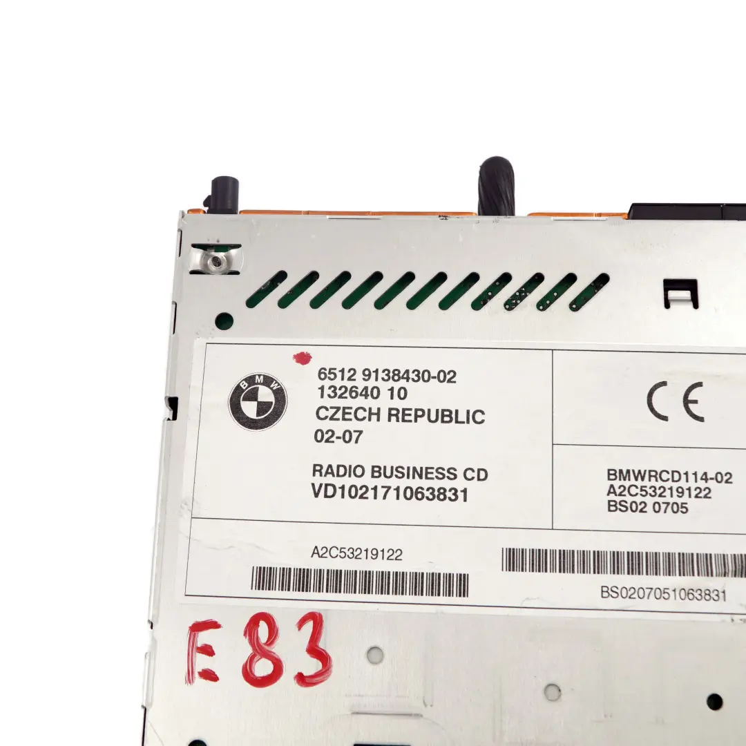 Radio Lettore CD Business per BMW X3 Z4 E83 E85 E86 con numero di parte 9138430 BMW X3 Z4 E83 E85 E86 Radio Lettore CD Business - SKU 9138430 - Numero di parte 9138430