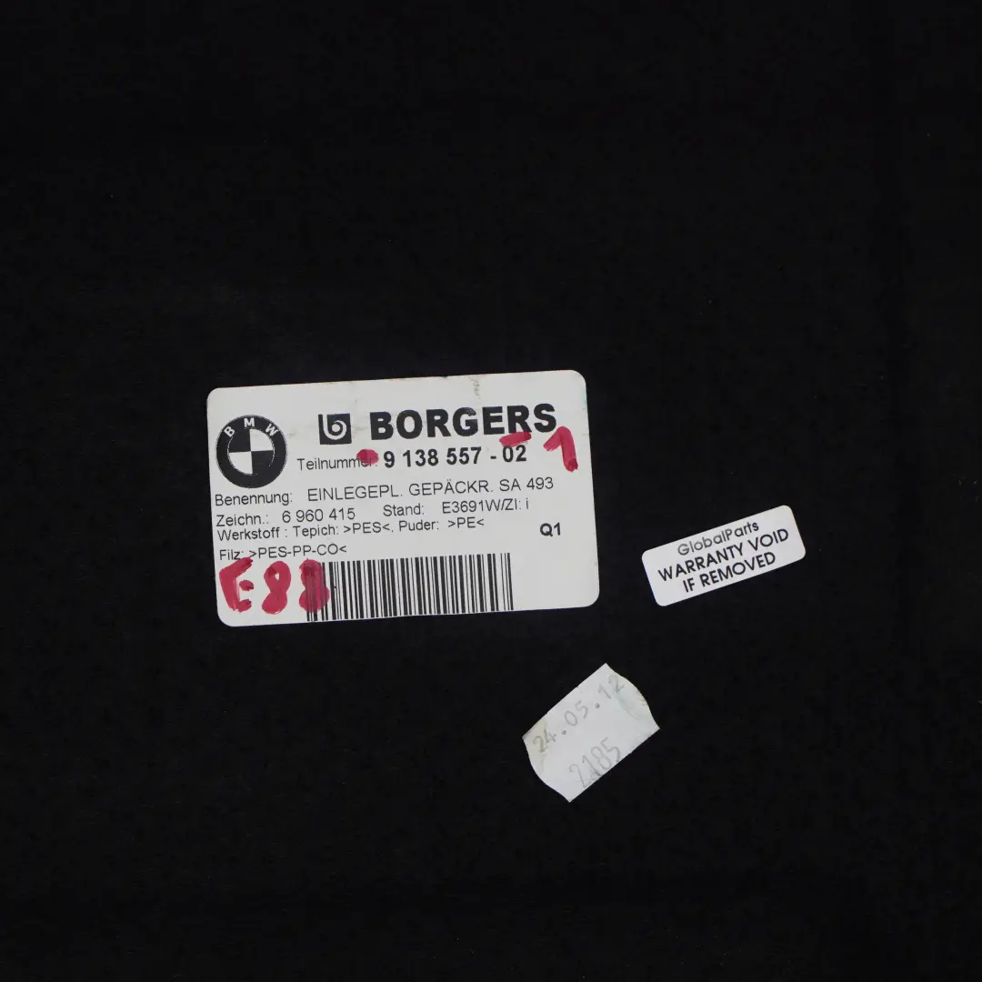  Tappeto Pavimento Bagagliaio BMW E88 Cabrio Bagagliaio - SKU 9138557-1 - Numero di parte 9138557
