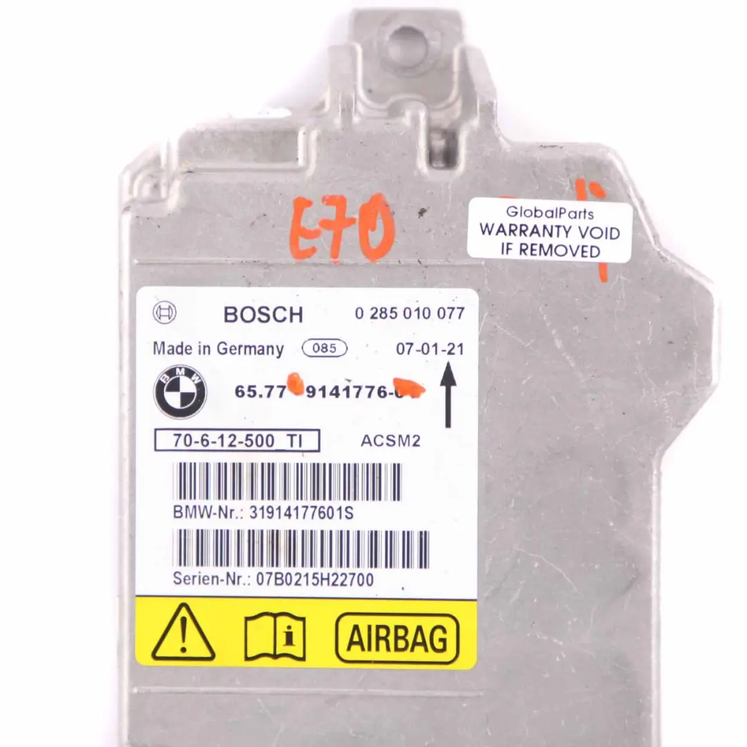 BMW X5 E70 X6 E71 Safety Control Unit Air Module Bag ECU Bosch - SKU 9141776 - Part number 9240083