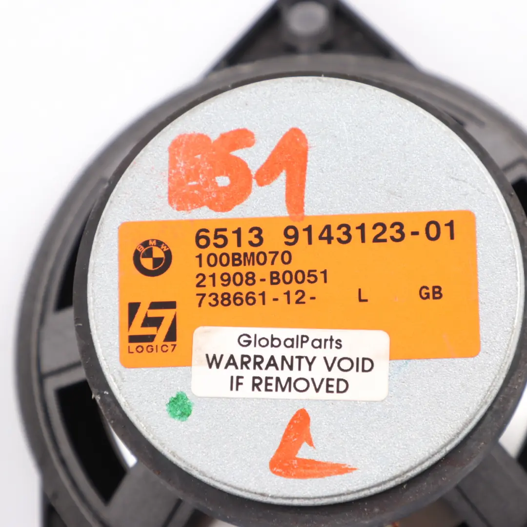 BMW E61 Headlining Loudspeaker TOP-HIFI LOGIC7 L7 Left N/S Speaker - SKU 9143123-1 - Part number 9143123