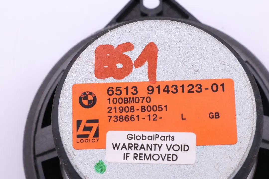 TOP-HIFI Mid-Range Loudspeaker LOGIC7 L7 Left N/S to BMW 5 Series E61 LCI with Part number 9143123 BMW 5 Series E61 LCI TOP-HIFI Mid-Range Loudspeaker LOGIC7 L7 Left N/S - SKU 9143123 - Part number 9143123