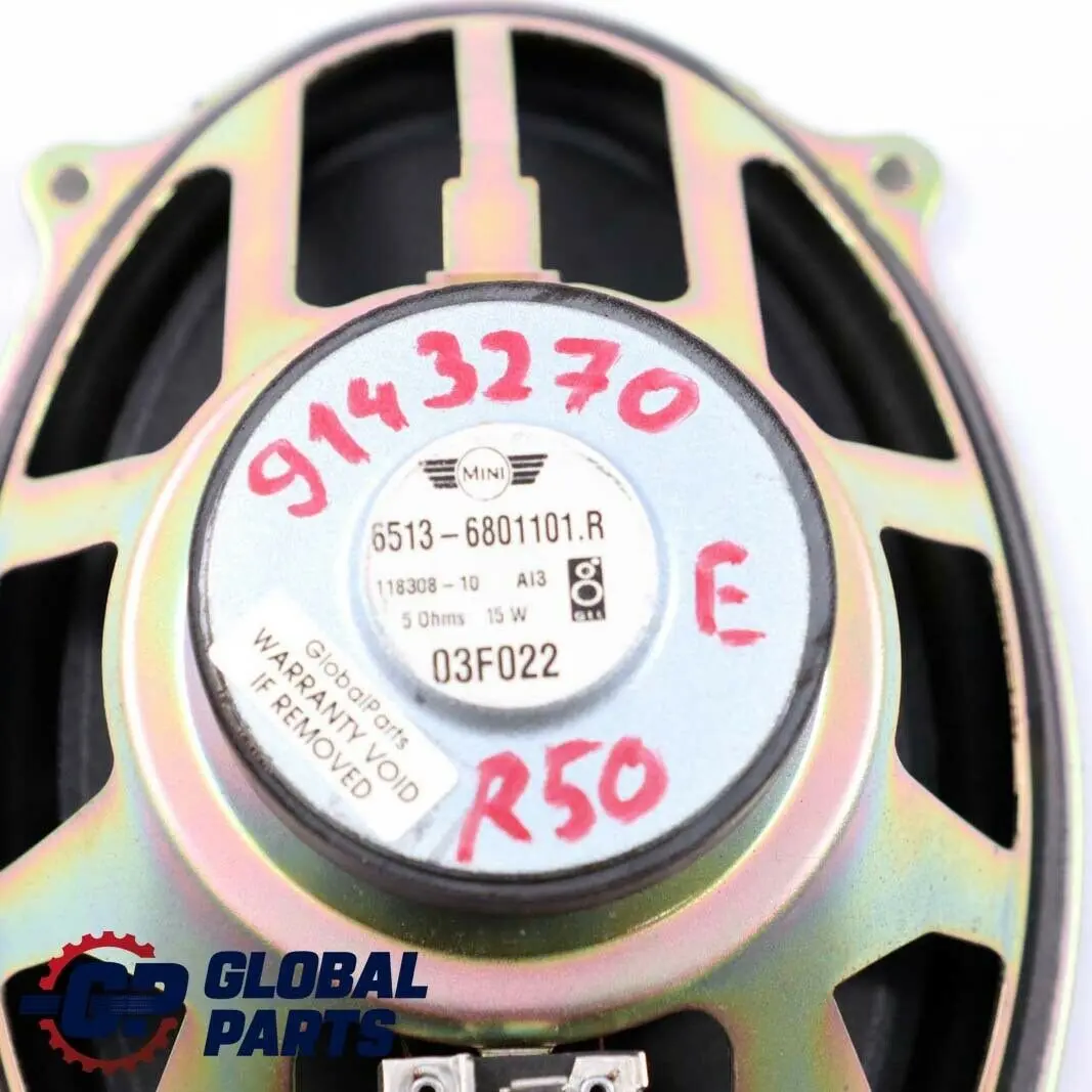 Haut-Parleur Arriere 65136801101 6801101 Mini Cooper One R50 R53 - SKU 9143270 - Numéro de pièce 9143270