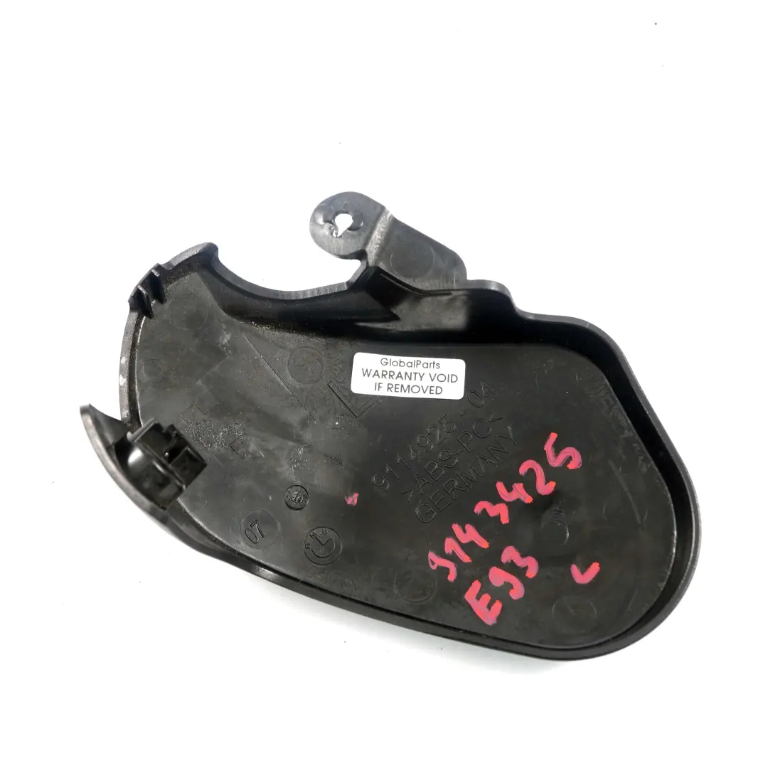 Vordersitz Links Innen Blende Abdeckung Schwarz 9114925 für BMW E93 Cabrio mit Teilenummer 9143425 BMW E93 Cabrio Vordersitz Links Innen Blende Abdeckung Schwarz 9114925 - SKU 9143425 - Teilenummer 9143425