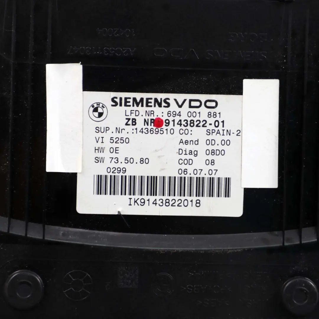 Instrument Cluster Speedo Clocks Manual to BMW 3 X1 E84 E90 E91 E92 Diesel with Part number 9143822 BMW 3 X1 E84 E90 E91 E92 Diesel Instrument Cluster Speedo Clocks Manual - SKU 9143822 - Part number 9143822