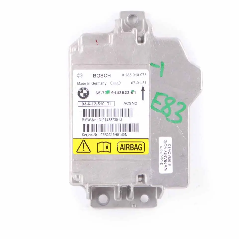 ECU Control Unit Module Airbag Safety BMW E88 E93 LCI - SKU 9143823-1 - Part number 9143823