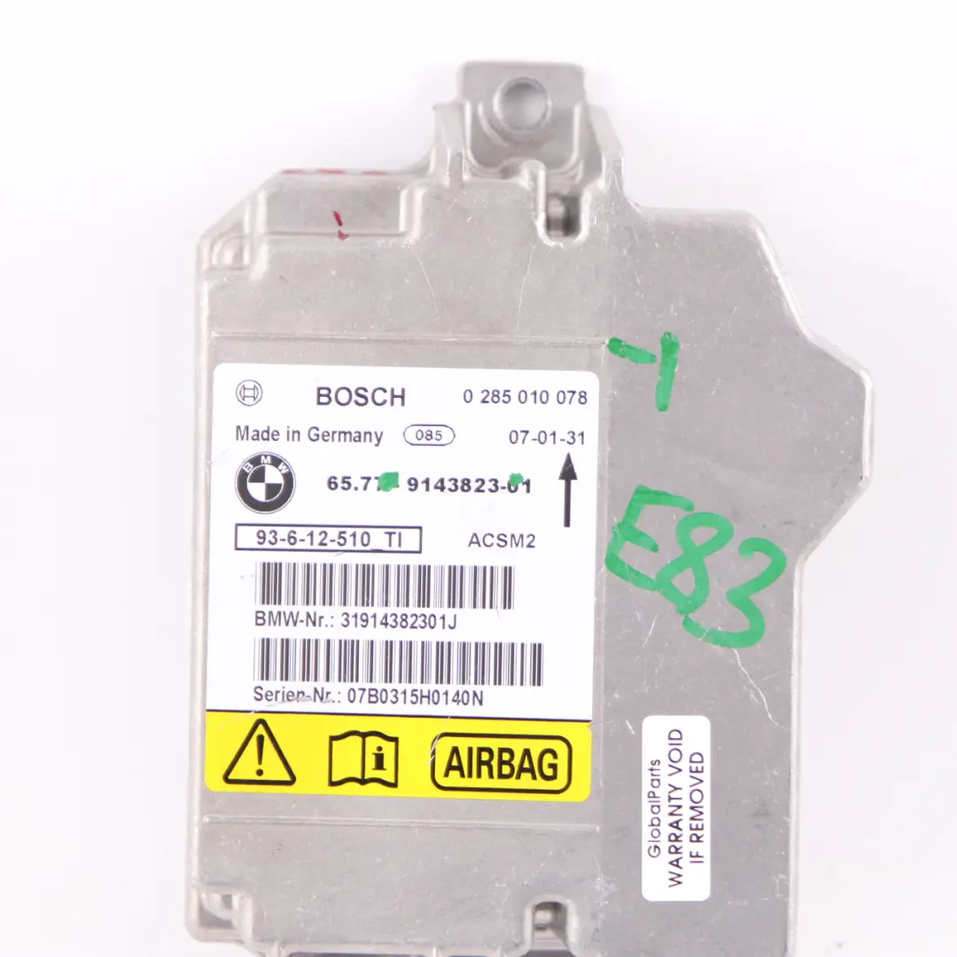 ECU Control Unit Module Airbag Safety BMW E88 E93 LCI - SKU 9143823-1 - Part number 9143823