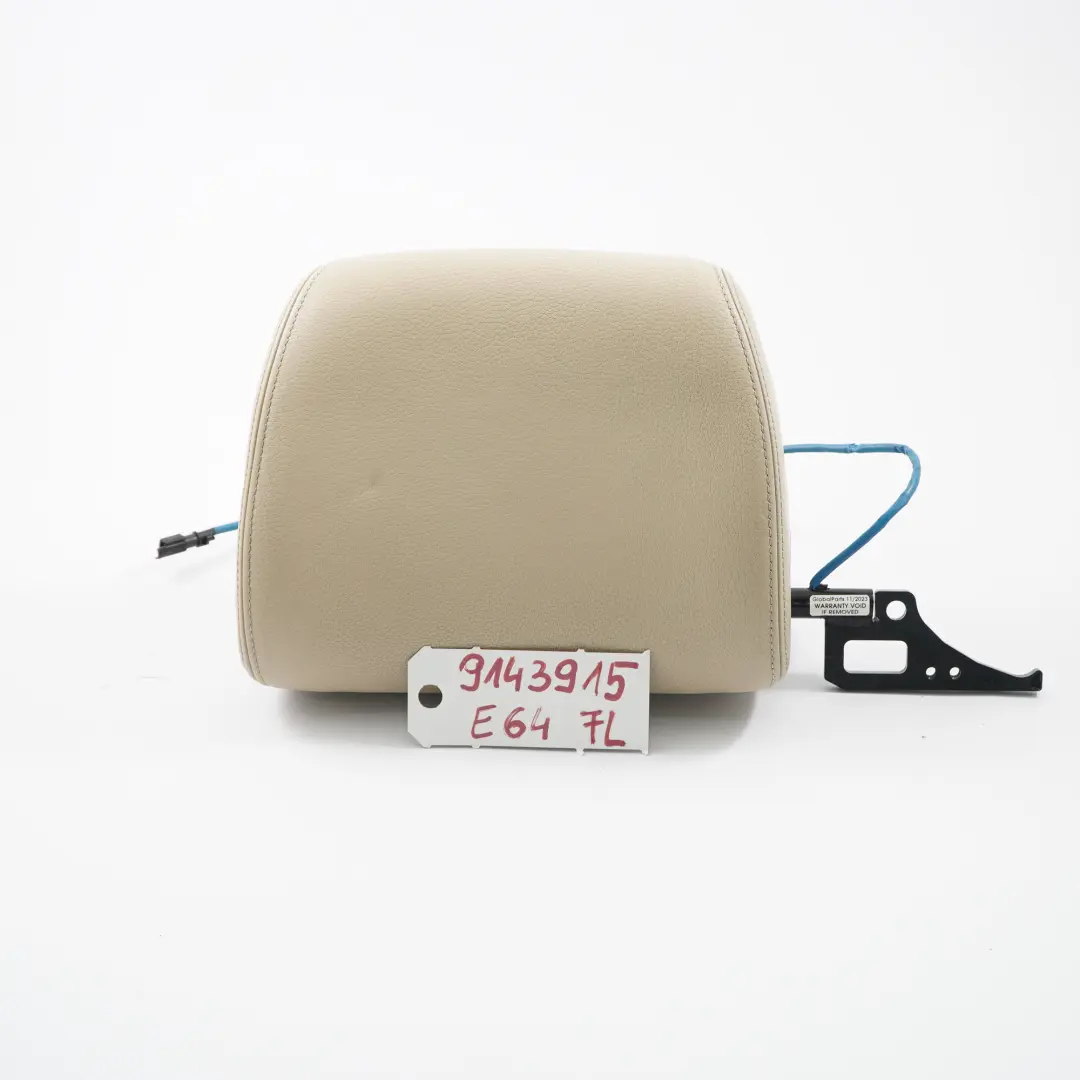 poggiatesta sedile anteriore sinistro Crema Beige poggiatesta in pelle per BMW E64 con numero di parte 9143915 BMW E64 poggiatesta sedile anteriore sinistro Crema Beige poggiatesta in pelle - SKU 9143915 - Numero di parte 9143915