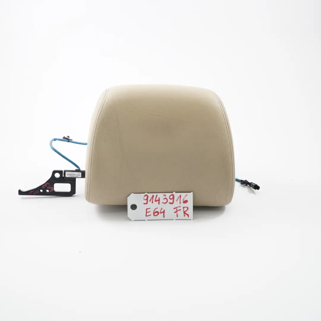 poggiatesta sedile anteriore destro Crema Beige poggiatesta in pelle per BMW E64 con numero di parte 9143916 BMW E64 poggiatesta sedile anteriore destro Crema Beige poggiatesta in pelle - SKU 9143916 - Numero di parte 9143916