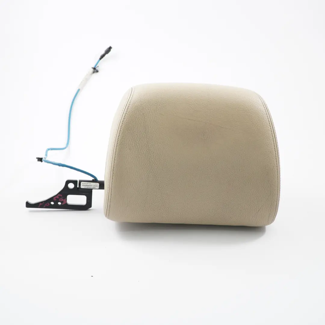 Headrest Front Right O/S Cream Beige Leather Head Rest to BMW E64 Seat with Part number 9143916 BMW E64 Seat Headrest Front Right O/S Cream Beige Leather Head Rest - SKU 9143916 - Part number 9143916