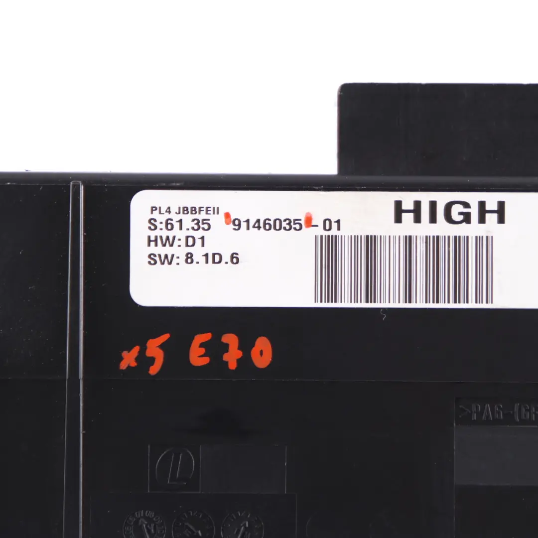 Body Control Module BMW X5 E70 ECU Junction Box High PL4 JBBFEII to with Part number 9146035 Body Control Module BMW X5 E70 ECU Junction Box High PL4 JBBFEII - SKU 9146035 - Part number 9146035