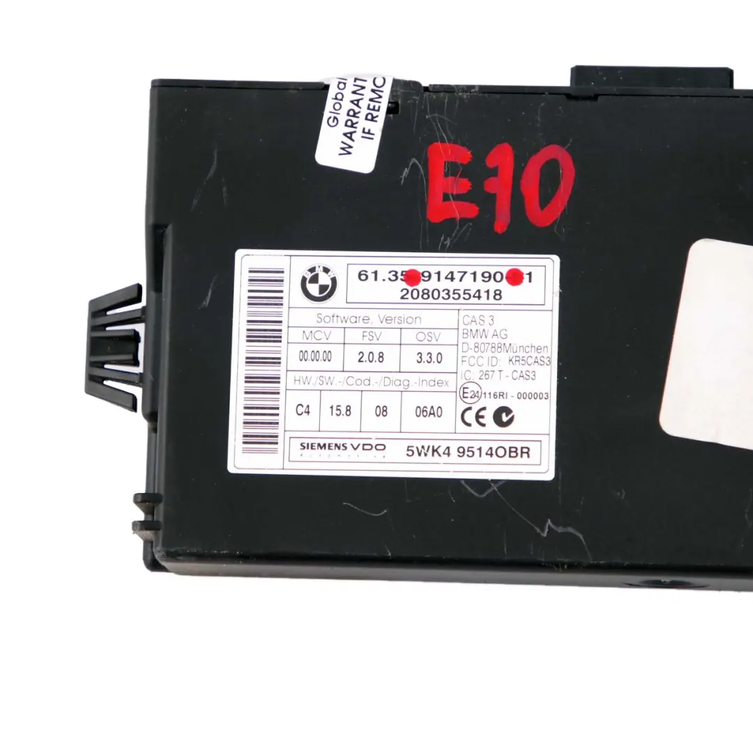 BMW E60 E61 LCI E90 E91 E92 CAS3 Unità controllo Modulo lettura chiave - SKU 9147190 - Numero di parte 9147190