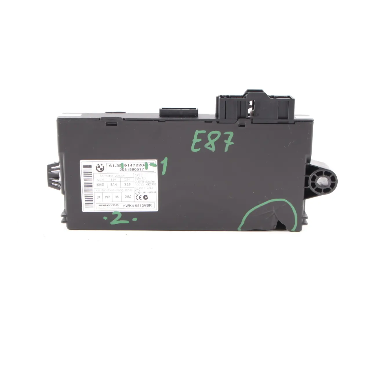 BMW E60 E81 E82 E87 E90 E91 E92 Regeleenheid ECU Sleutel Module CAS3 9147220