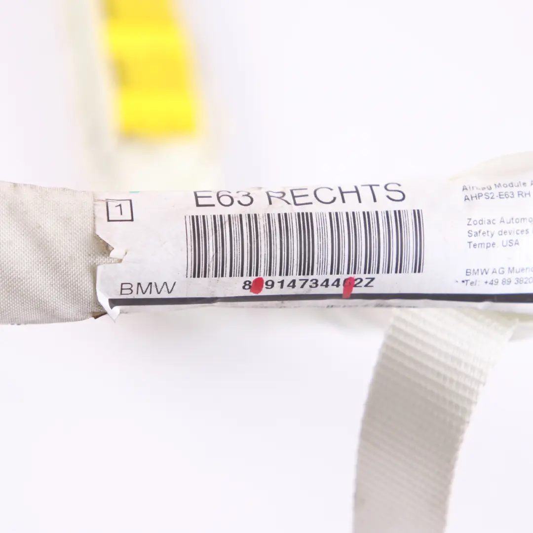 destra lato passeggero ITS tendina airbag testa modulo aria per BMW E63 con numero di parte 9147344 BMW E63 destra lato passeggero ITS tendina airbag testa modulo aria - SKU 9147344 - Numero di parte 9147344