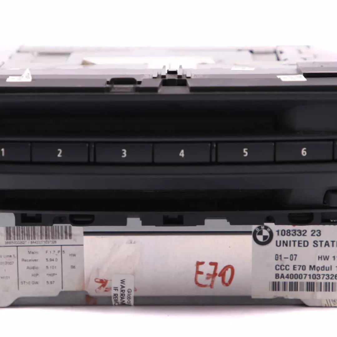 Sistema Navigazione CCC CD Player Sat Nav Head Unit per BMW X5 E70 con numero di parte 9147618 BMW X5 E70 Sistema Navigazione CCC CD Player Sat Nav Head Unit - SKU 9147618 - Numero di parte 9147618