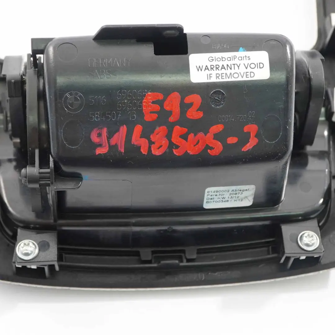 BMW E92 E93 Console Centrale Posacenere Vassoio Posteriore Coperchio Argento - SKU 9148505-3 - Numero di parte 9148505
