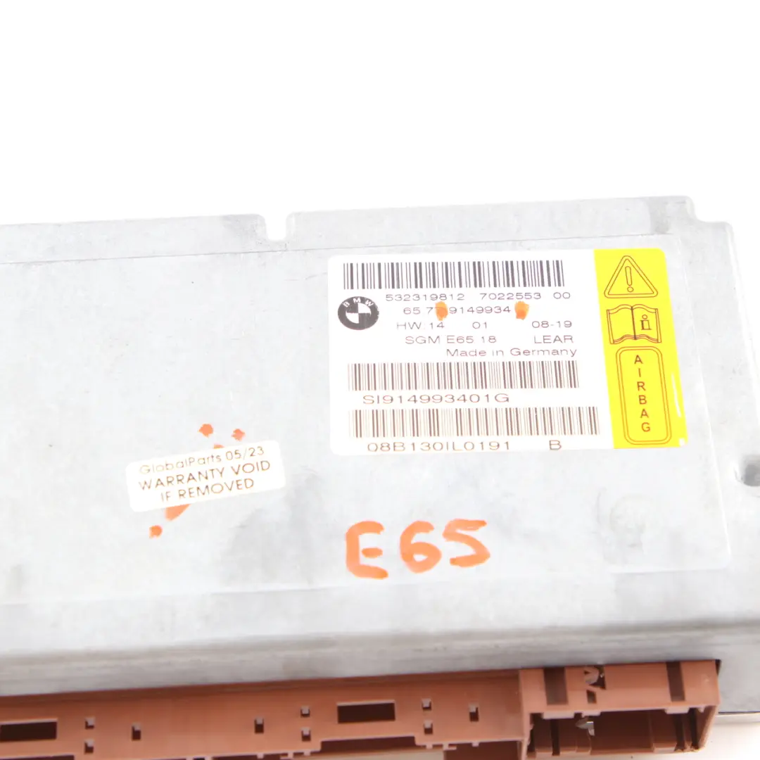 Air Bag Module BMW E65 E66 Control Unit ECU Gateway Airbag - SKU 9149934 - Part number 9149934
