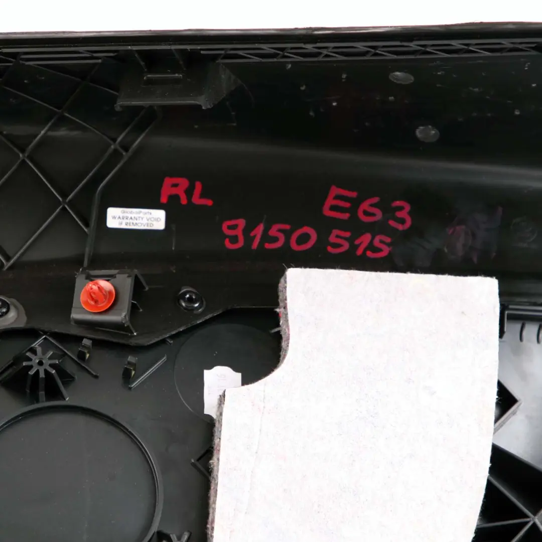 Left N/S Lateral Trim Panel Leather Dakota Black to BMW 6 E63 Coupe Rear with Part number 9150515 BMW 6 E63 Coupe Rear Left N/S Lateral Trim Panel Leather Dakota Black - SKU 9150515 - Part number 9150515