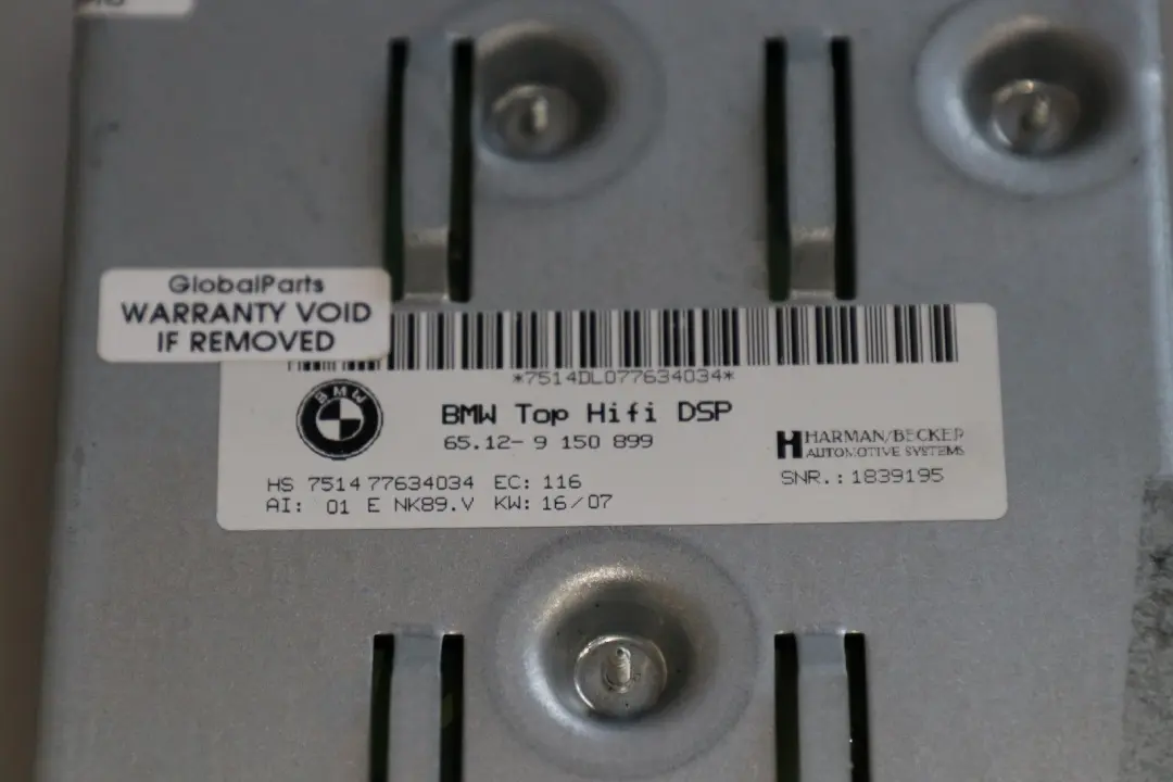 BMW E81 E87 E90 E91 Top Hifi Amplificatore Sistema Audio L7 Logic7 - SKU 9150899 - Numero di parte 9150899