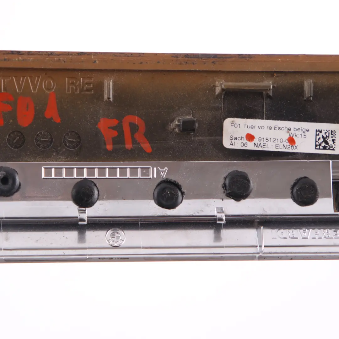 BMW F01 Striscia Rivestimento Porta Anteriore Destra Legno Cenere Beige - SKU 9151210 - Numero di parte 9151210