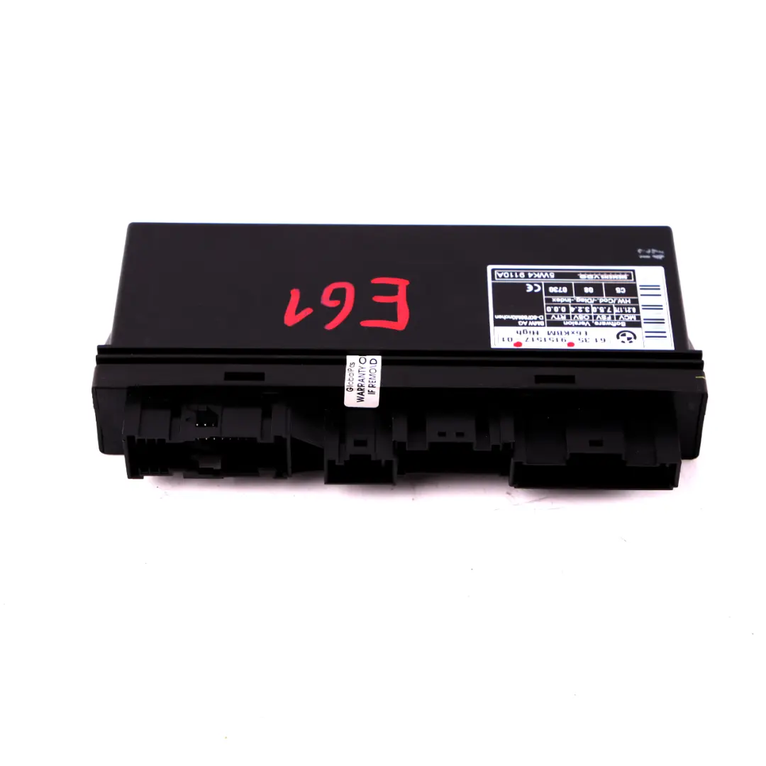 Body Control Module ECU Unit E6X KBM High to BMW 5 Series E61 Touring with Part number 9151517 BMW 5 Series E61 Touring Body Control Module ECU Unit E6X KBM High - SKU 9151517 - Part number 9151517