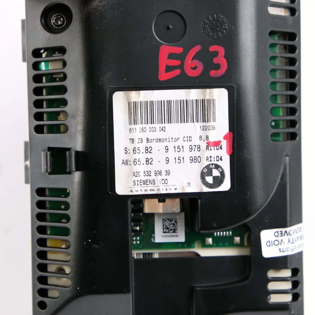 Dashboard Dash Onboard Display Monitor Screen 8.8" to BMW E60 E63 E64 E90 LCI with Part number 9151978 BMW E60 E63 E64 E90 LCI Dashboard Dash Onboard Display Monitor Screen 8.8" - SKU 9151978-1 - Part number 9151978