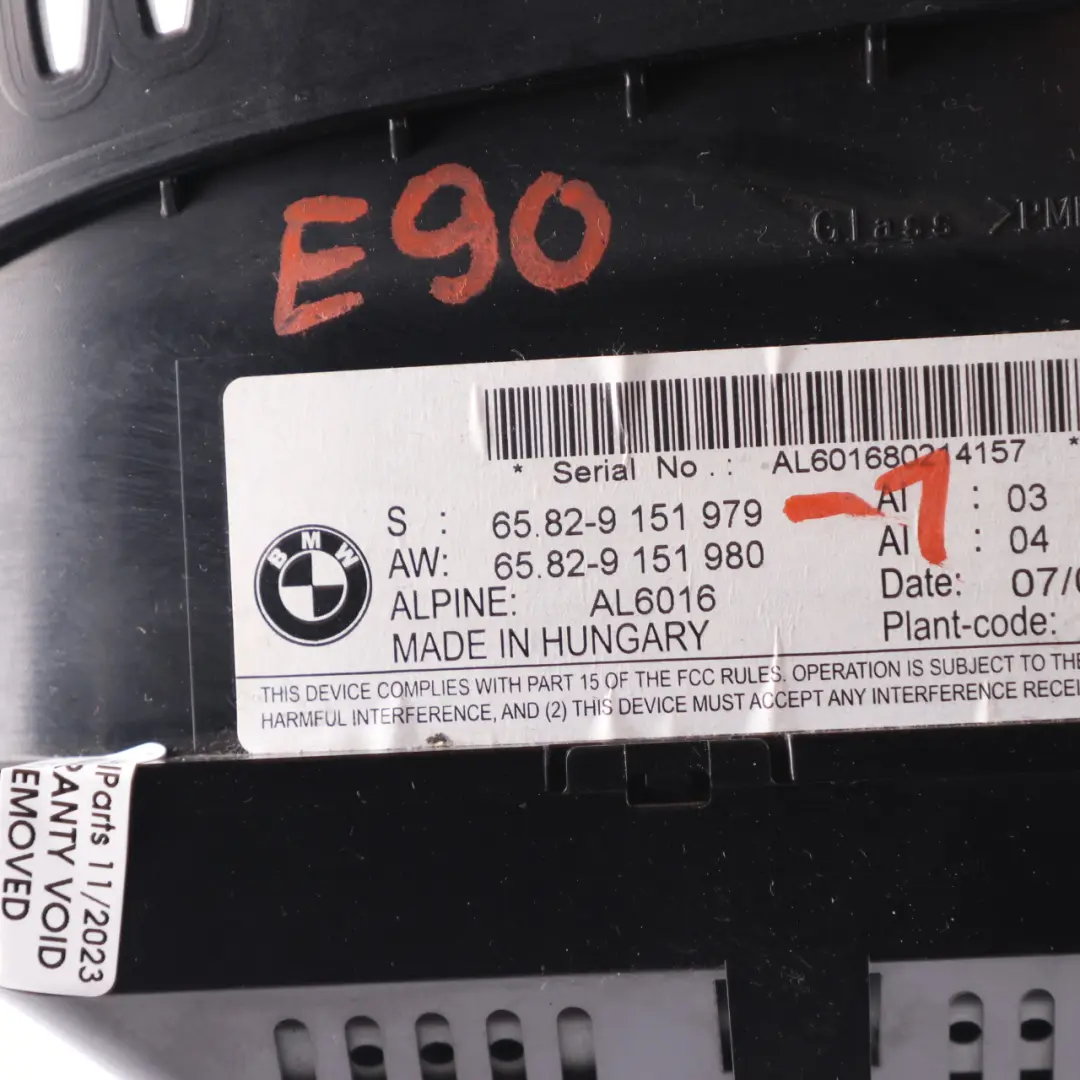 BMW E60 E90 Wyświetlacz pokładowy Monitor Ekran 8,8" CCC - SKU 9151979-1 - Numer Części 9151979