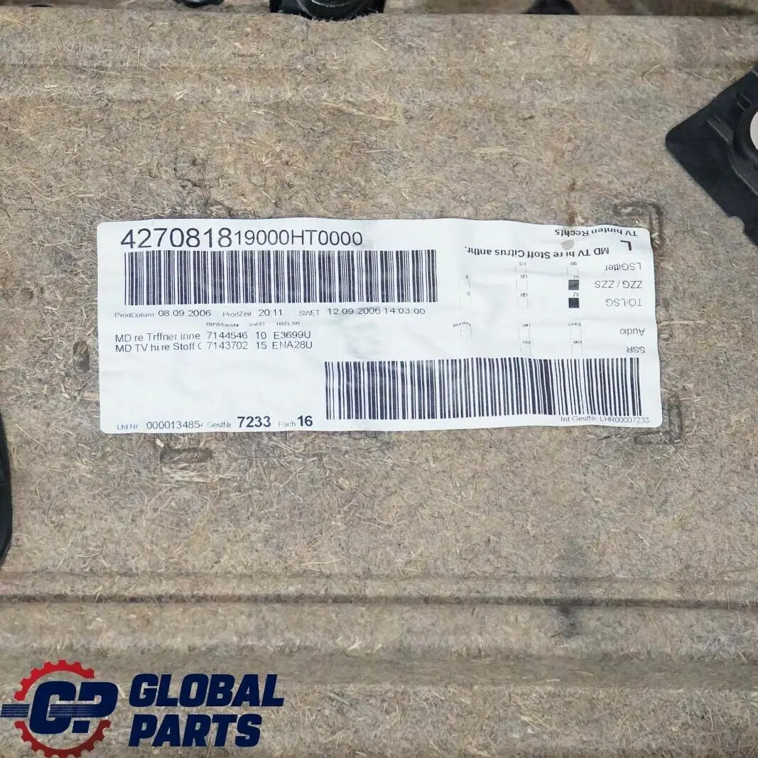 BMW 3 Series E90 Rear Right O/S Door Card Cloth Citrus Black Trim Panel - SKU 9152374 - Part number 9152374