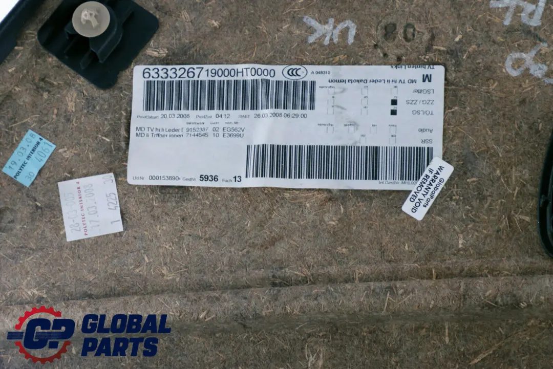 BMW E90 Tapicerka Boczek Drzwi Lewy Tył Skóra - SKU 9152387 - Numer Części 9152387