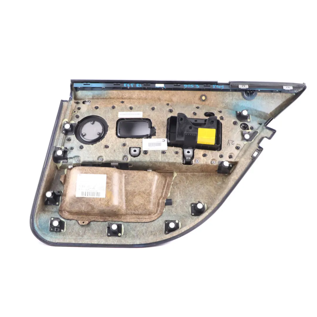 BMW E65 E66 Door Card Rear Left N/S Door Lining Trim Panel Black Leather Pearl - SKU 9153541 - Part number 9154471