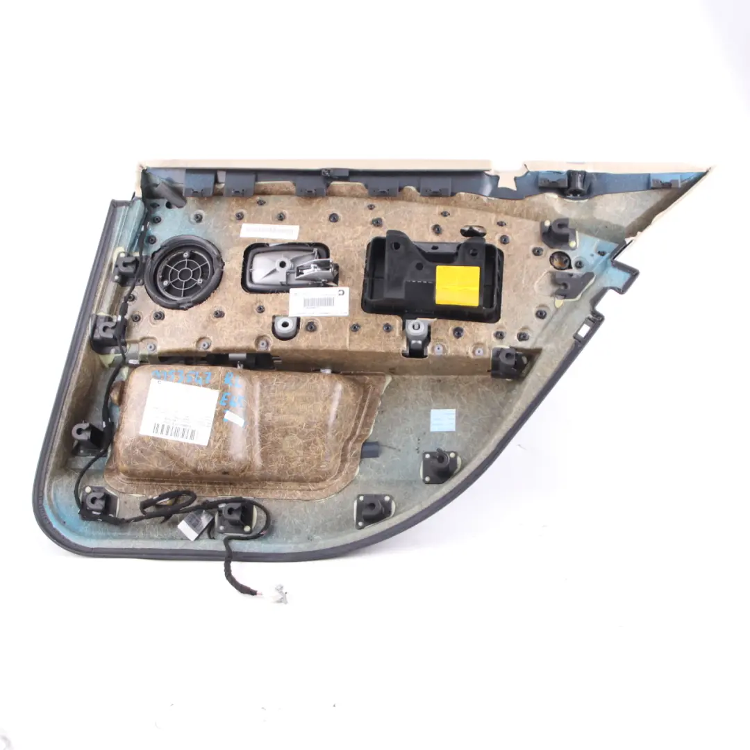 Door Card Rear Left N/S Lining Trim Panel Leather Pearl Beige to BMW E65 E66 with Part number 9153547 BMW E65 E66 Door Card Rear Left N/S Lining Trim Panel Leather Pearl Beige - SKU 9153547 - Part number 9153547