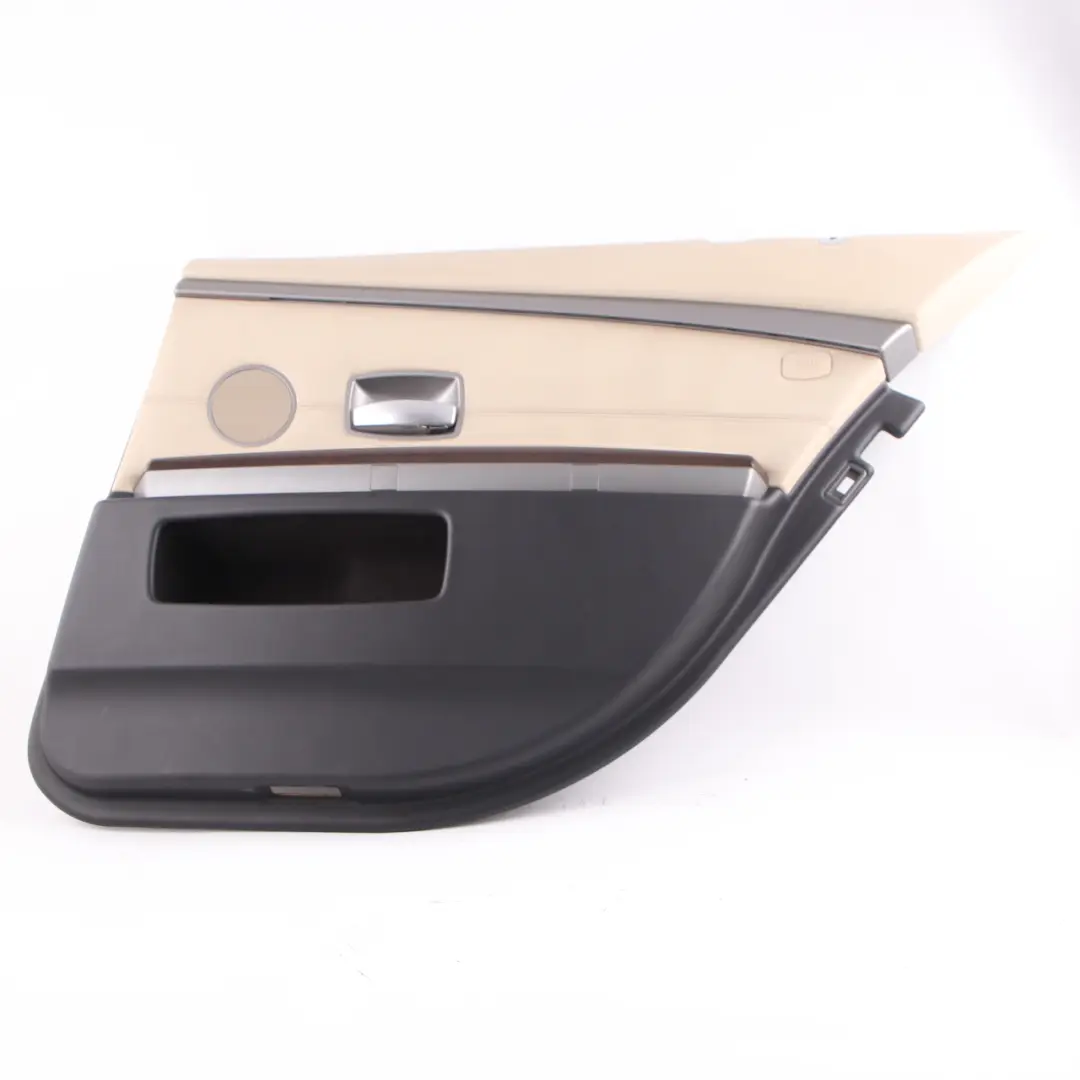Door Card Rear Right O/S Lining Trim Panel Leather Pearl Beige to BMW E65 E66 with Part number 9153548 BMW E65 E66 Door Card Rear Right O/S Lining Trim Panel Leather Pearl Beige - SKU 9153548 - Part number 9153548