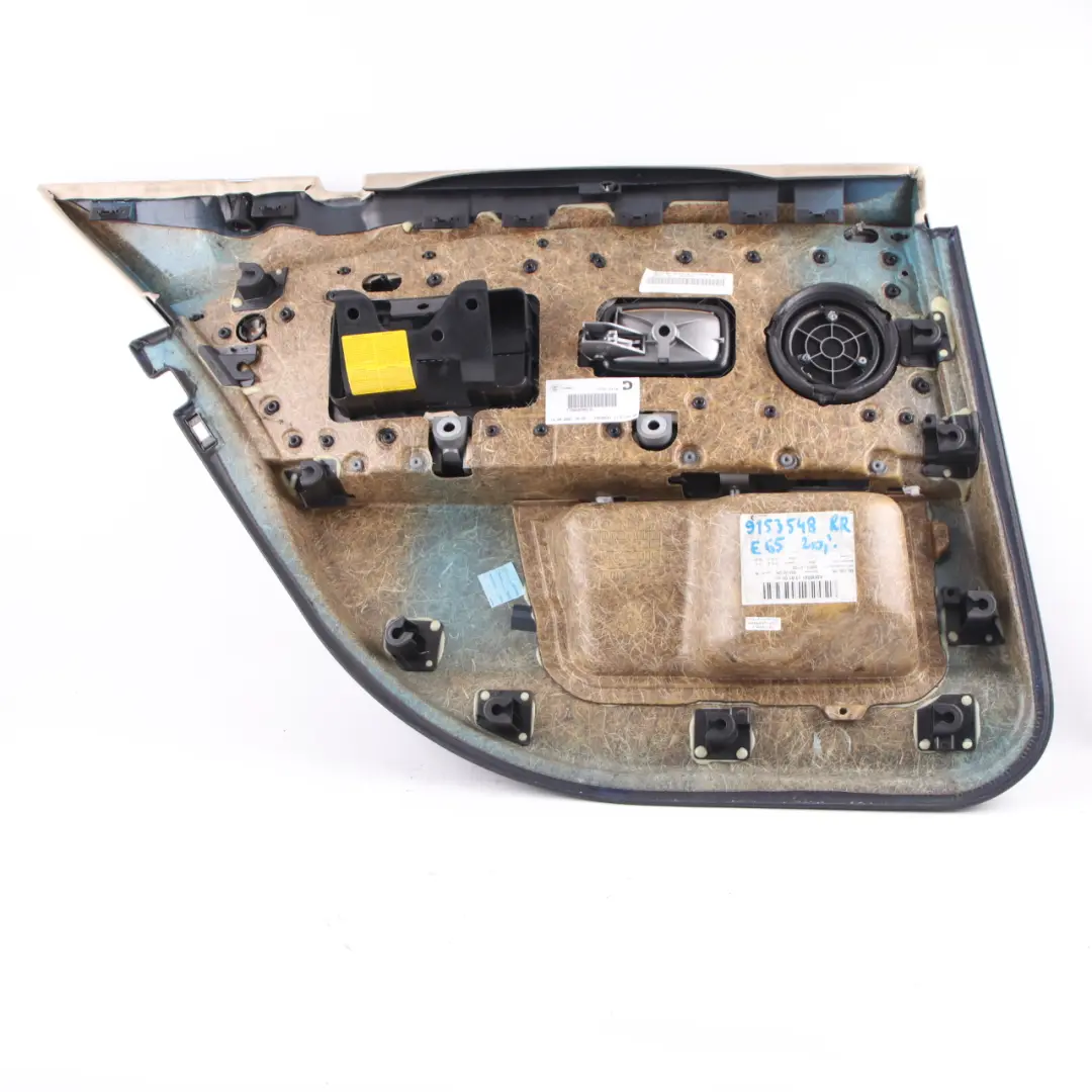 Door Card Rear Right O/S Lining Trim Panel Leather Pearl Beige to BMW E65 E66 with Part number 9153548 BMW E65 E66 Door Card Rear Right O/S Lining Trim Panel Leather Pearl Beige - SKU 9153548 - Part number 9153548