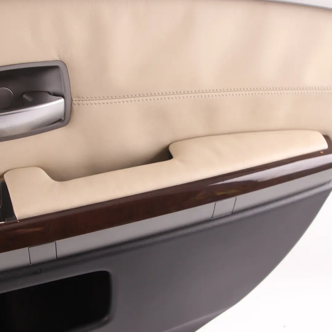 Door Card Rear Right O/S Lining Trim Panel Leather Pearl Beige to BMW E65 E66 with Part number 9153548 BMW E65 E66 Door Card Rear Right O/S Lining Trim Panel Leather Pearl Beige - SKU 9153548 - Part number 9153548