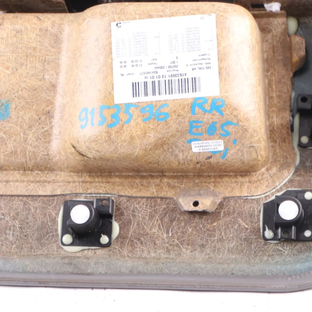 BMW E65 Boczek Panel Drzwi Tylny Prawa Skóra Nasca Flanell Szara - SKU 9153596 - Numer Części 9153596