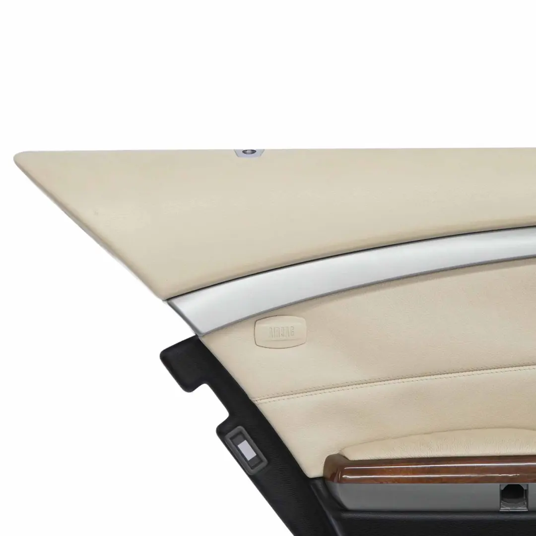 BMW E65 E66 Tarjeta de Puerta Trasera Izquierda Revestimiento Cuero Crema Beige - SKU 9153601 - Número de pieza 9153601