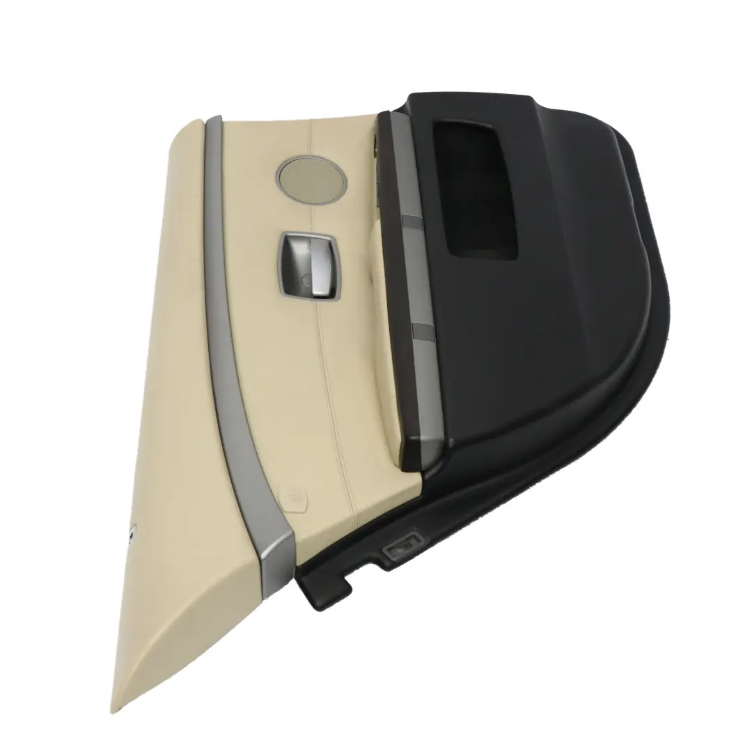 Carte de porte arrière gauche Garniture en cuir beige crème pour BMW E65 à propos du numéro de pièce 9153613 BMW E65 Carte de porte arrière gauche Garniture en cuir beige crème - SKU 9153613-1 - Numéro de pièce 9153613