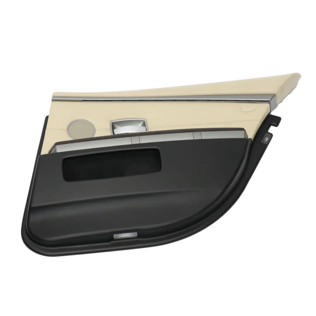 BMW E65 Boczek Drzwi Prawy Tył Skóra Cream Beige Beżowa - SKU 9153614-1 - Numer Części 9153614