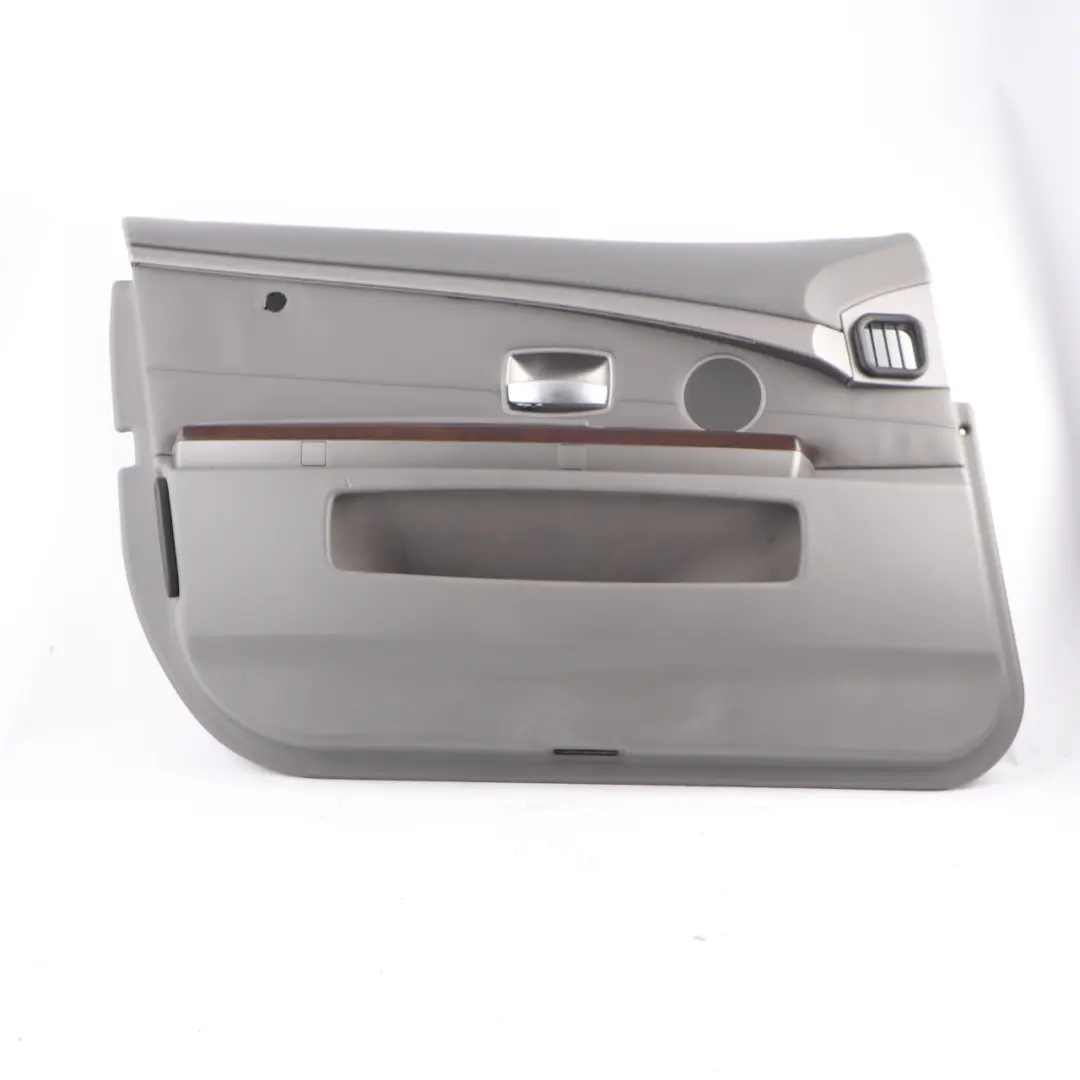 Tarjeta Puerta Delantera Izquierda Revestimiento Cuero Flanell Gris para BMW E65 E66 con número de pieza 9154459 BMW E65 E66 Tarjeta Puerta Delantera Izquierda Revestimiento Cuero Flanell Gris - SKU 9154459 - Número de pieza 9154459