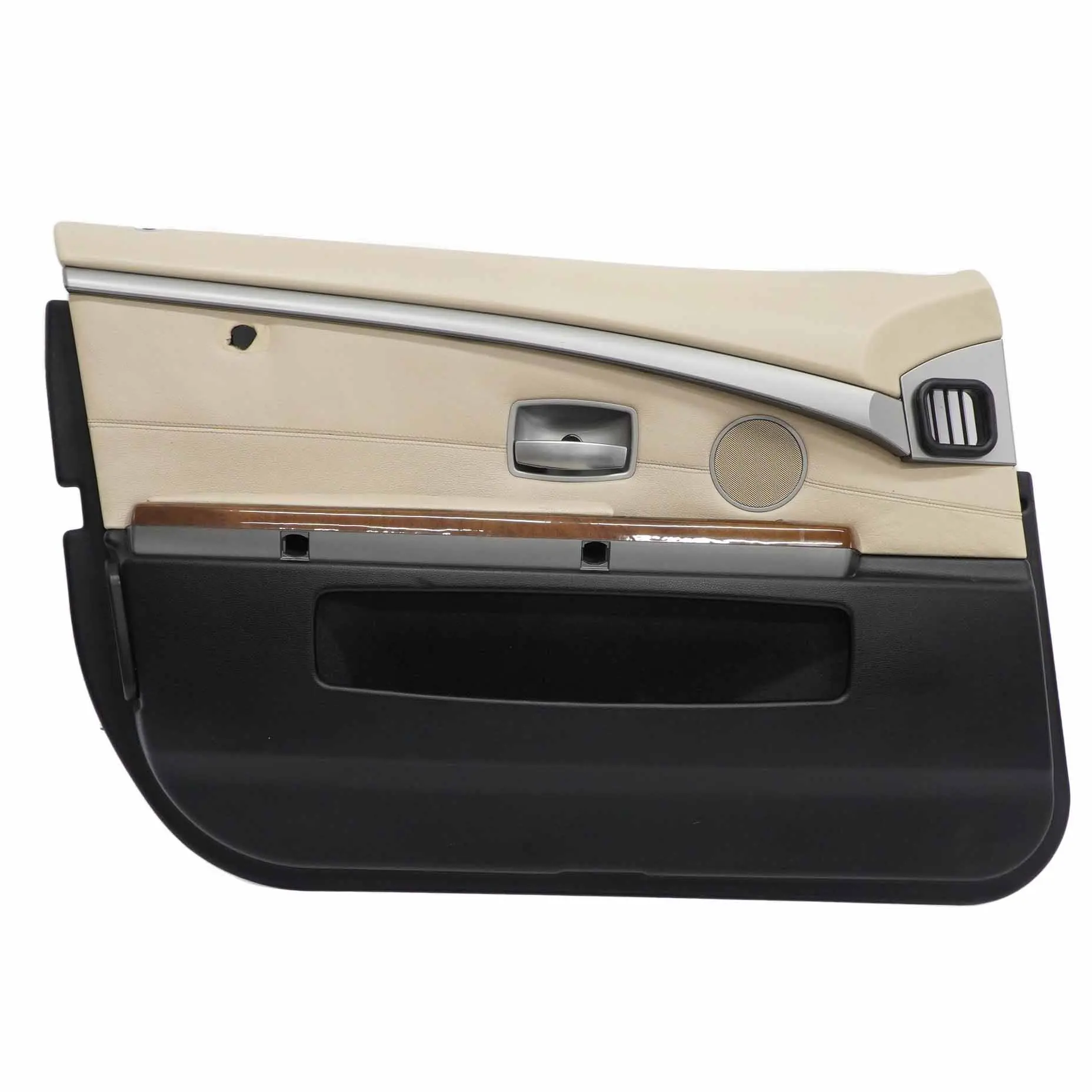BMW E65 E66 Tarjeta de Puerta Delantera Izquierda Puerta Forro Cuero Crema Beige