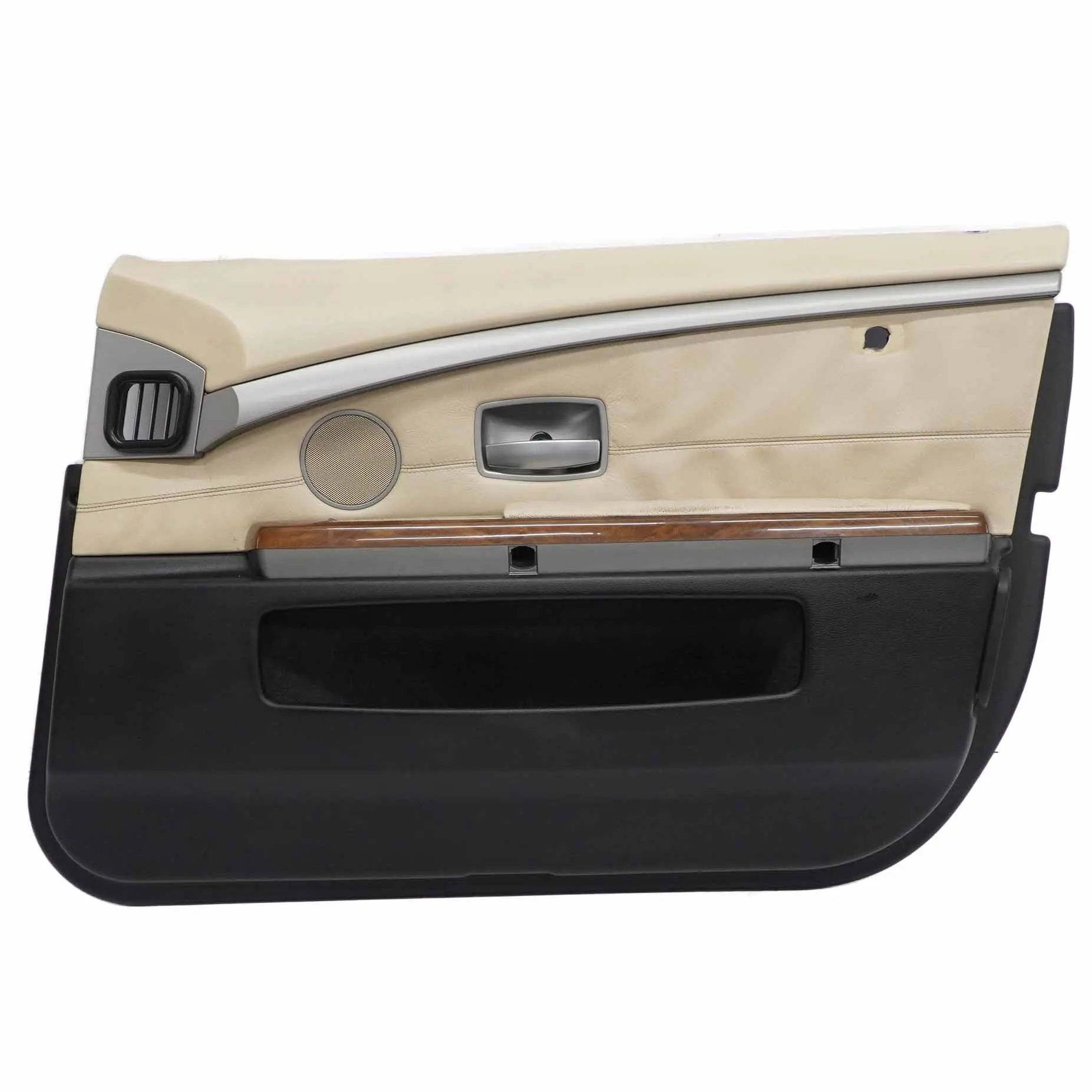 BMW E65 E66 Tarjeta de Puerta Delantera Derecha Puerta Forro Cuero Crema Beige