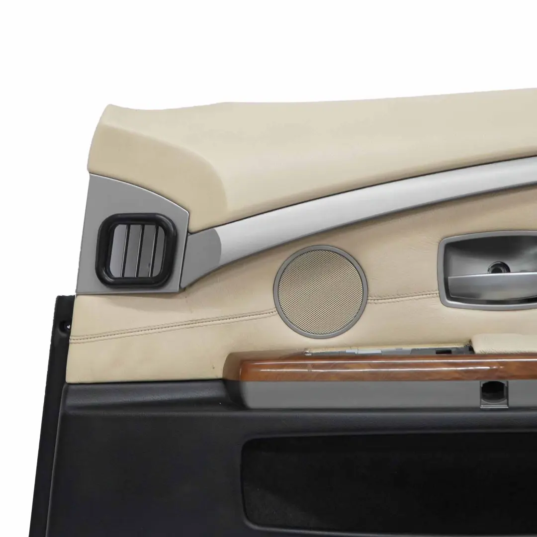 BMW E65 Scheda Porta Anteriore Sinistra Pannello Rivestimento Pelle Crema Beige - SKU 9154466 - Numero di parte 9154466
