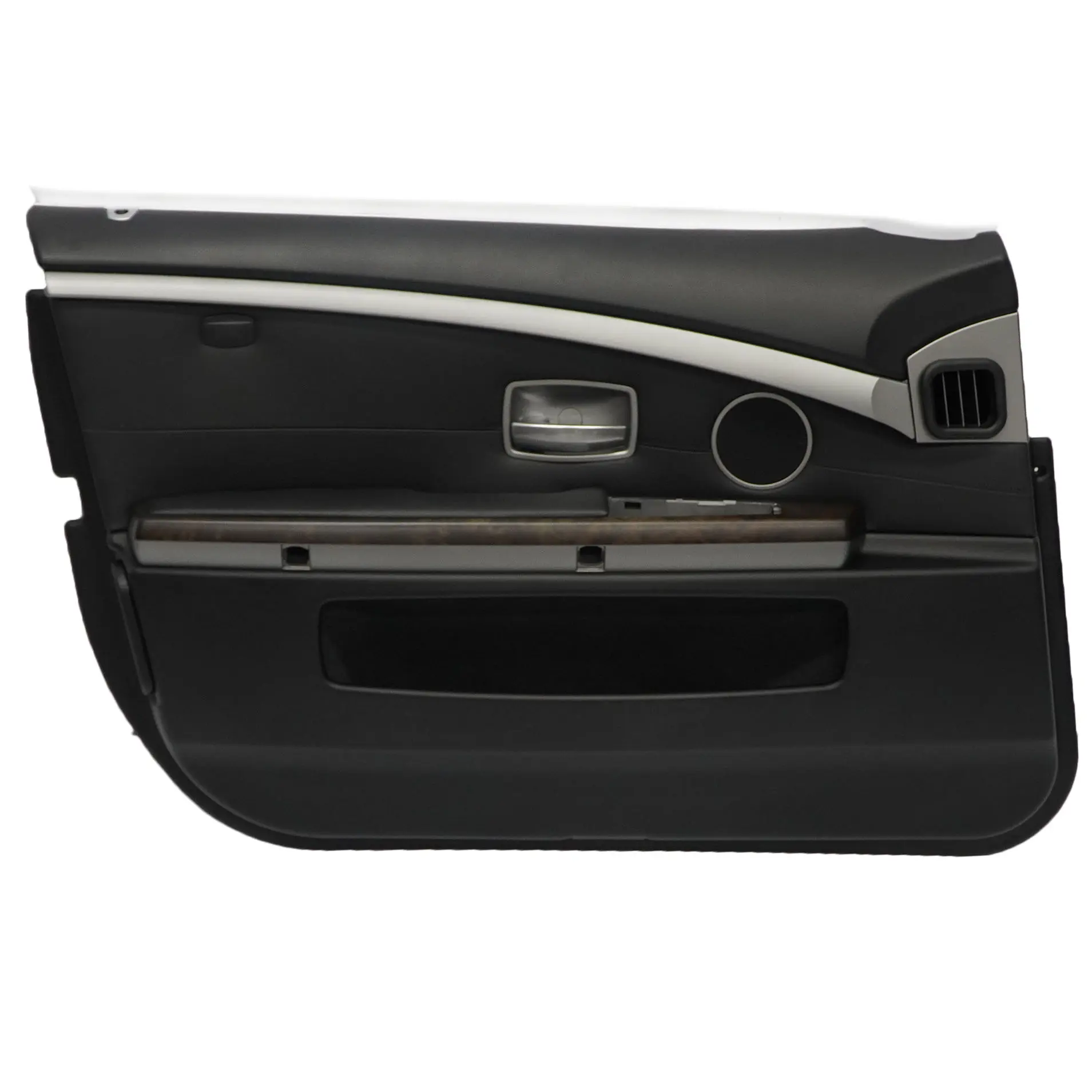 BMW E65 E66 Scheda Porta Anteriore Sinistra Pannello Rivestimento Pelle Nera