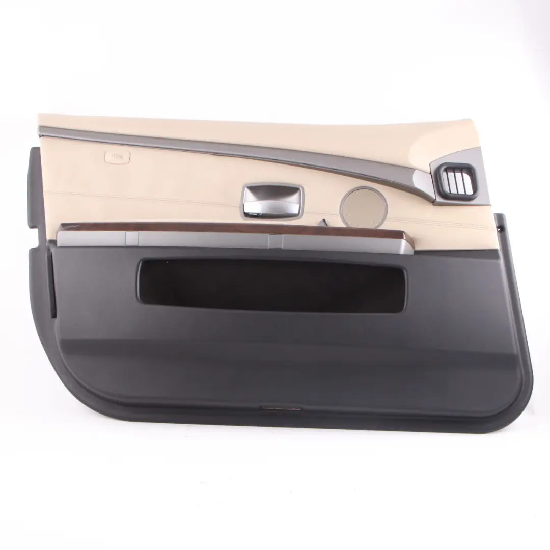 Door Card Front Left N/S Door Lining Trim Panel Leather Pearl Beige to BMW E65 E66 with Part number 9154477 BMW E65 E66 Door Card Front Left N/S Door Lining Trim Panel Leather Pearl Beige - SKU 9154477 - Part number 9154477