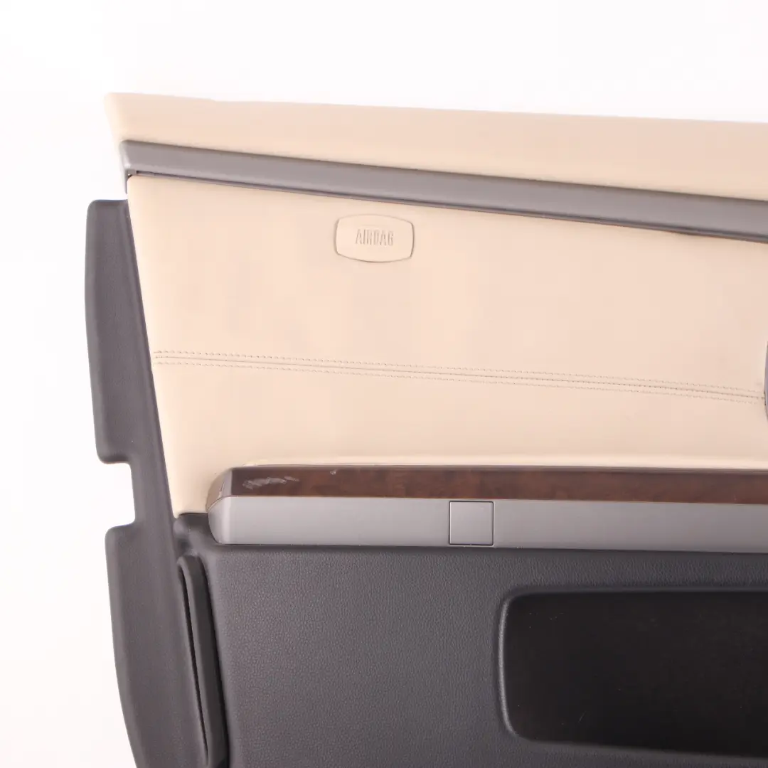 Door Card Front Left N/S Door Lining Trim Panel Leather Pearl Beige to BMW E65 E66 with Part number 9154477 BMW E65 E66 Door Card Front Left N/S Door Lining Trim Panel Leather Pearl Beige - SKU 9154477 - Part number 9154477