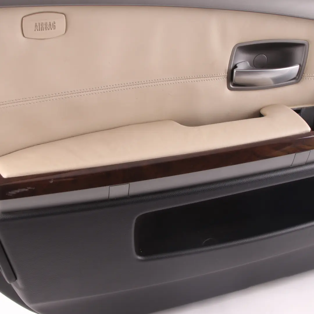 Door Card Front Left N/S Door Lining Trim Panel Leather Pearl Beige to BMW E65 E66 with Part number 9154477 BMW E65 E66 Door Card Front Left N/S Door Lining Trim Panel Leather Pearl Beige - SKU 9154477 - Part number 9154477