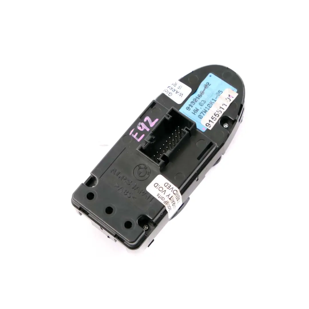 Switch Window Lifter BMW E92 LCI Button Driver's Side Black to with Part number 9155511 Switch Window Lifter BMW E92 LCI Button Driver's Side Black - SKU 9155511 - Part number 9155511