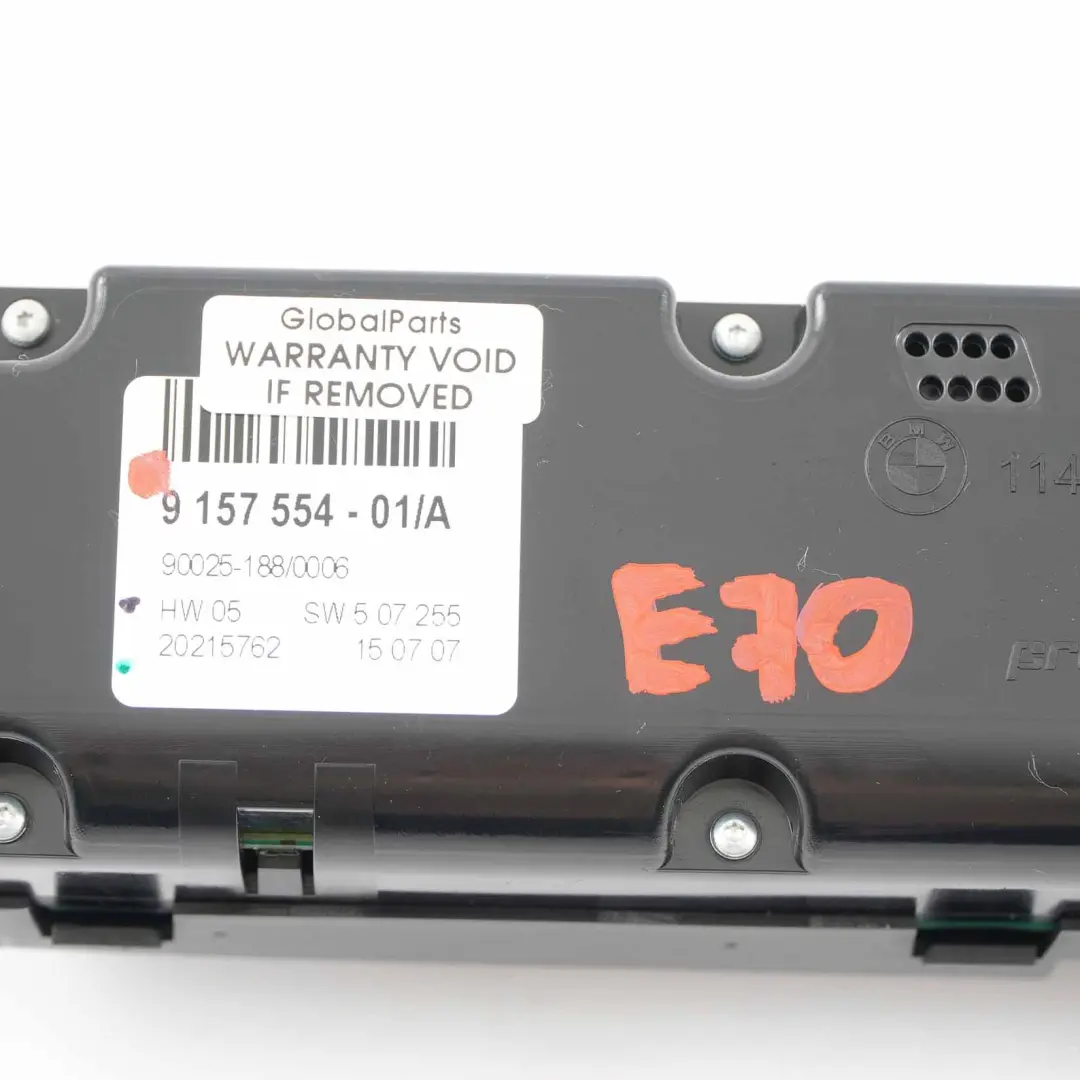 BMW X5 E70 Air Conditioning Switch A/C Automatic Control Unit Module - SKU 9157554 - Part number 9178065
